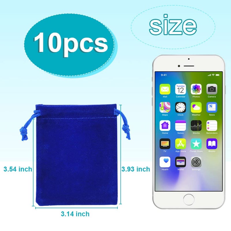 Shintop 10pcs Velvet Drawstring Bags Wedding Gift Bags Velvet Cloth Jewelry Pouches (Blue) - Image 2